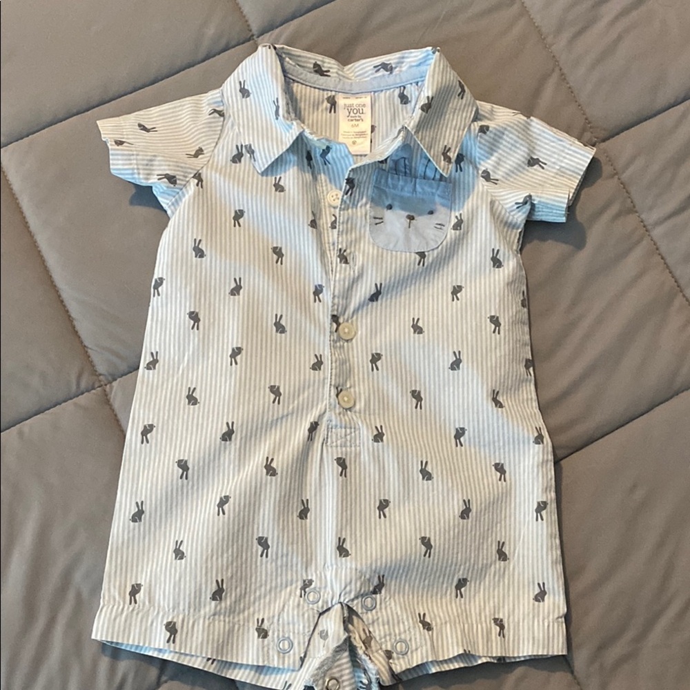 Carter's Blue and White Striped Baby Romper